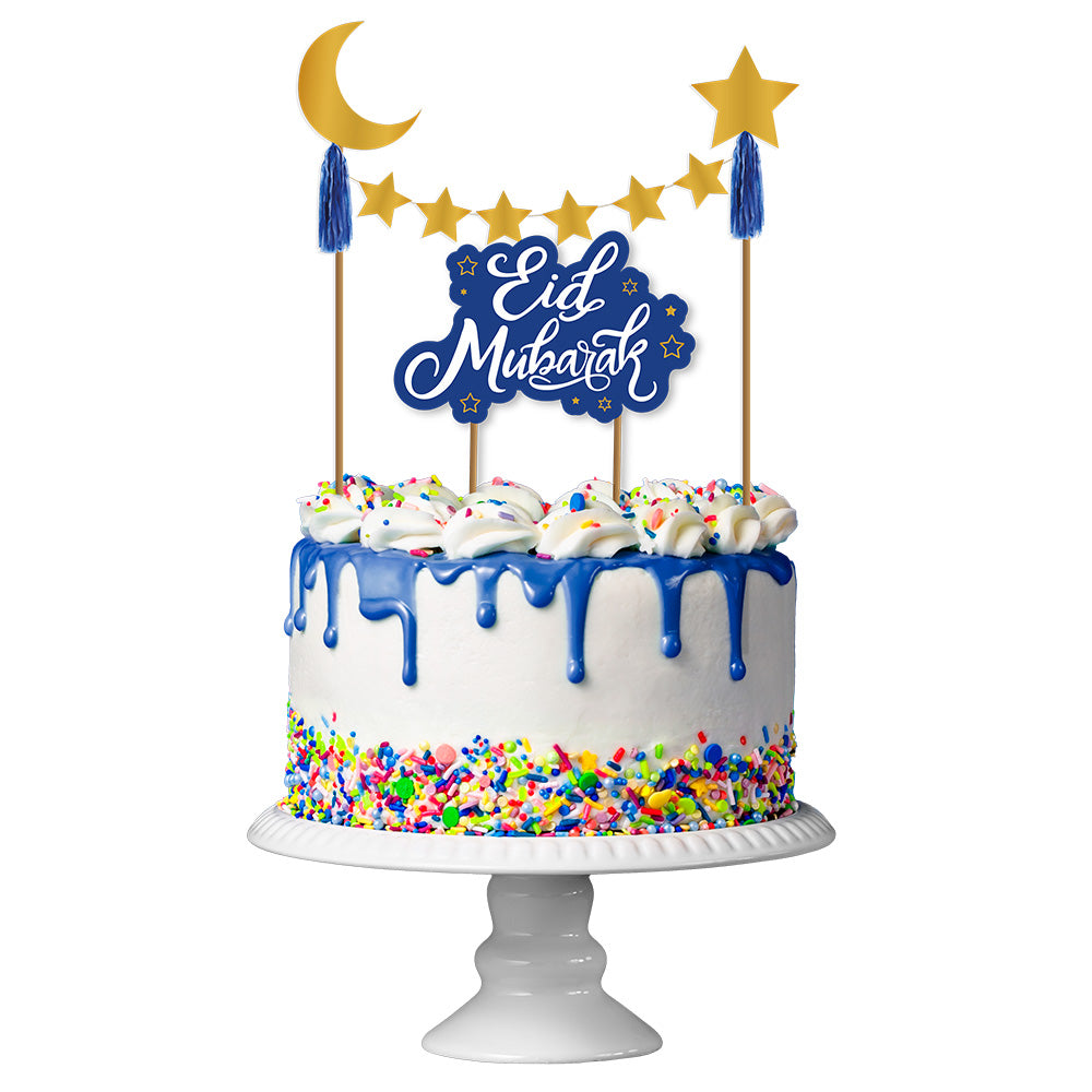 Décoration Gâteau Eid Mubarak - Toppers Lune & Étoiles
