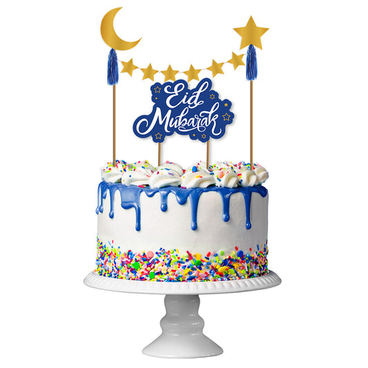 Décoration Gâteau Eid Mubarak - Toppers Lune & Étoiles