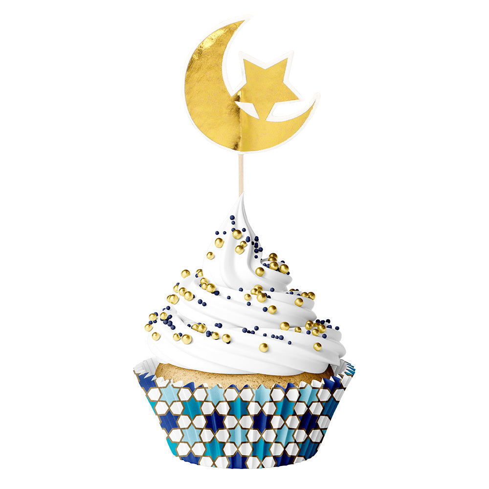 Kit Cupcake Eid Mubarak Décoration Gâteau Pique Toppers