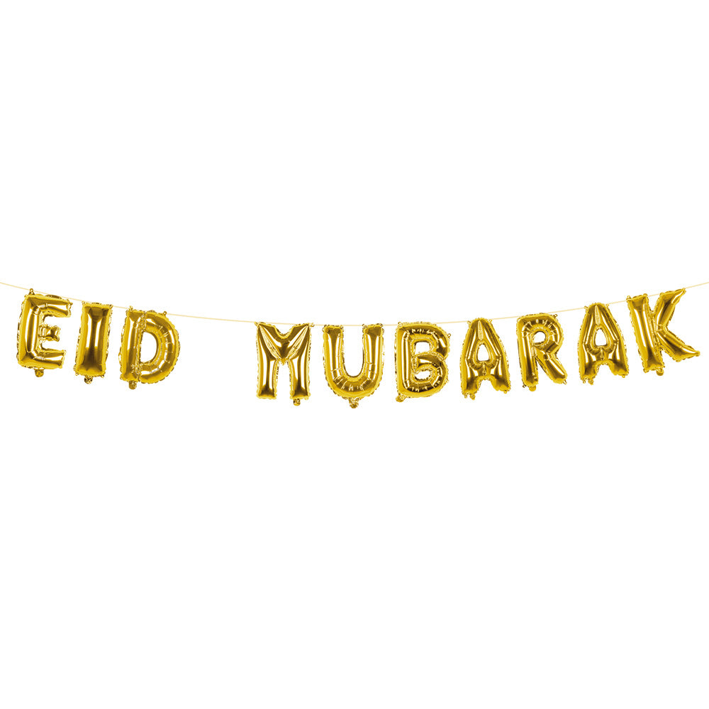 Guirlande Ballons Lettres Eid Mubarak Doré - Décoration Fête
