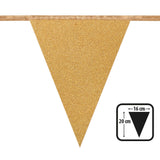 Guirlande Fanions Paillettes Or - 4 Triangles 16x20cm
