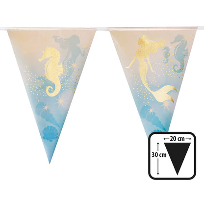 Guirlande Sirène Dorée - Fanions Décoration Fête Marine 30cm
