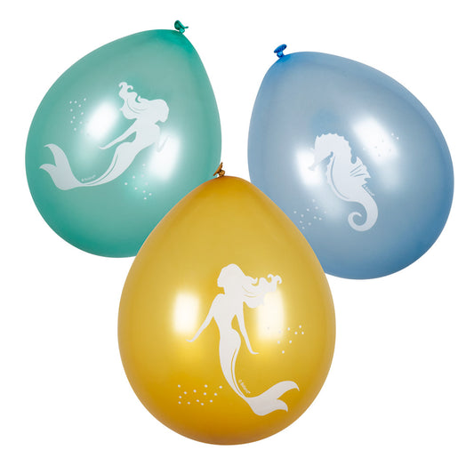 Ballons Sirène Turquoise, Bleu et Or - Décoration Fête Enfant