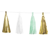 Guirlande Tassel 3m - Décoration Fête Dorée Menthe Blanc