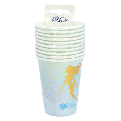 Gobelets Sirène Dorée - Set de 8 Verres Thème Océan Fête