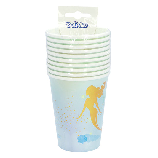 Gobelets Sirène Dorée - Set de 8 Verres Thème Océan Fête