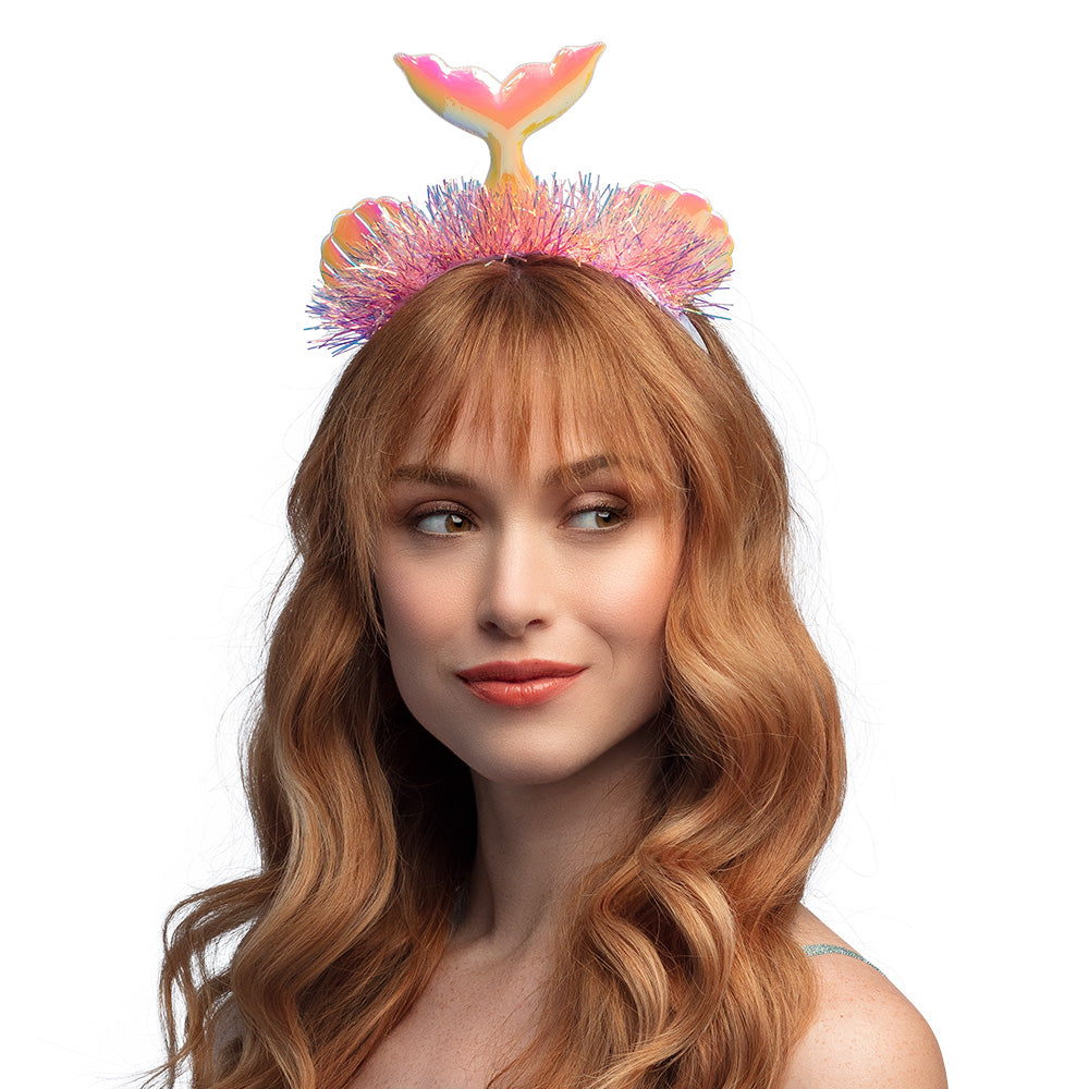 Serre-tête Queue de Sirène Rose Fluo - Accessoire de Fête