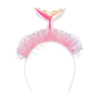 Serre-tête Queue de Sirène Rose Fluo - Accessoire de Fête
