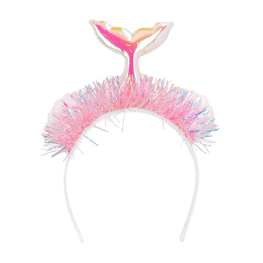 Serre-tête Queue de Sirène Rose Fluo - Accessoire de Fête