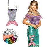 Sac à main queue de sirène sequins arc-en-ciel avec bandoulière