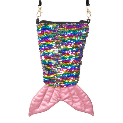 Sac à main queue de sirène sequins arc-en-ciel avec bandoulière