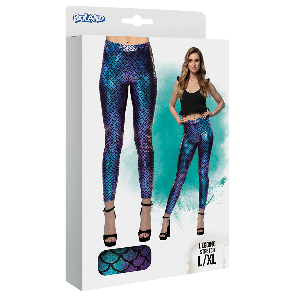 Legging Sirène Écailles Holographique Bleu Violet