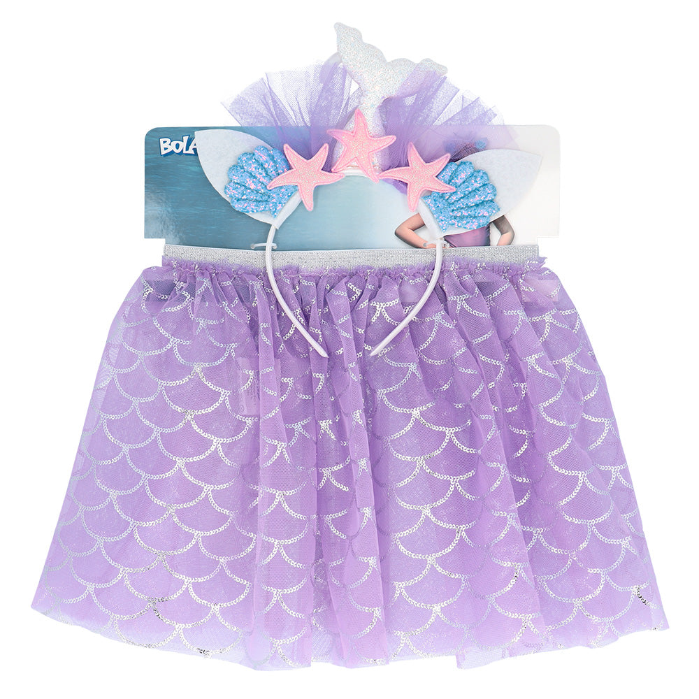 Set Costume Sirène Enfant - Queue Paillettes, Jupe Tulle & Diadème
