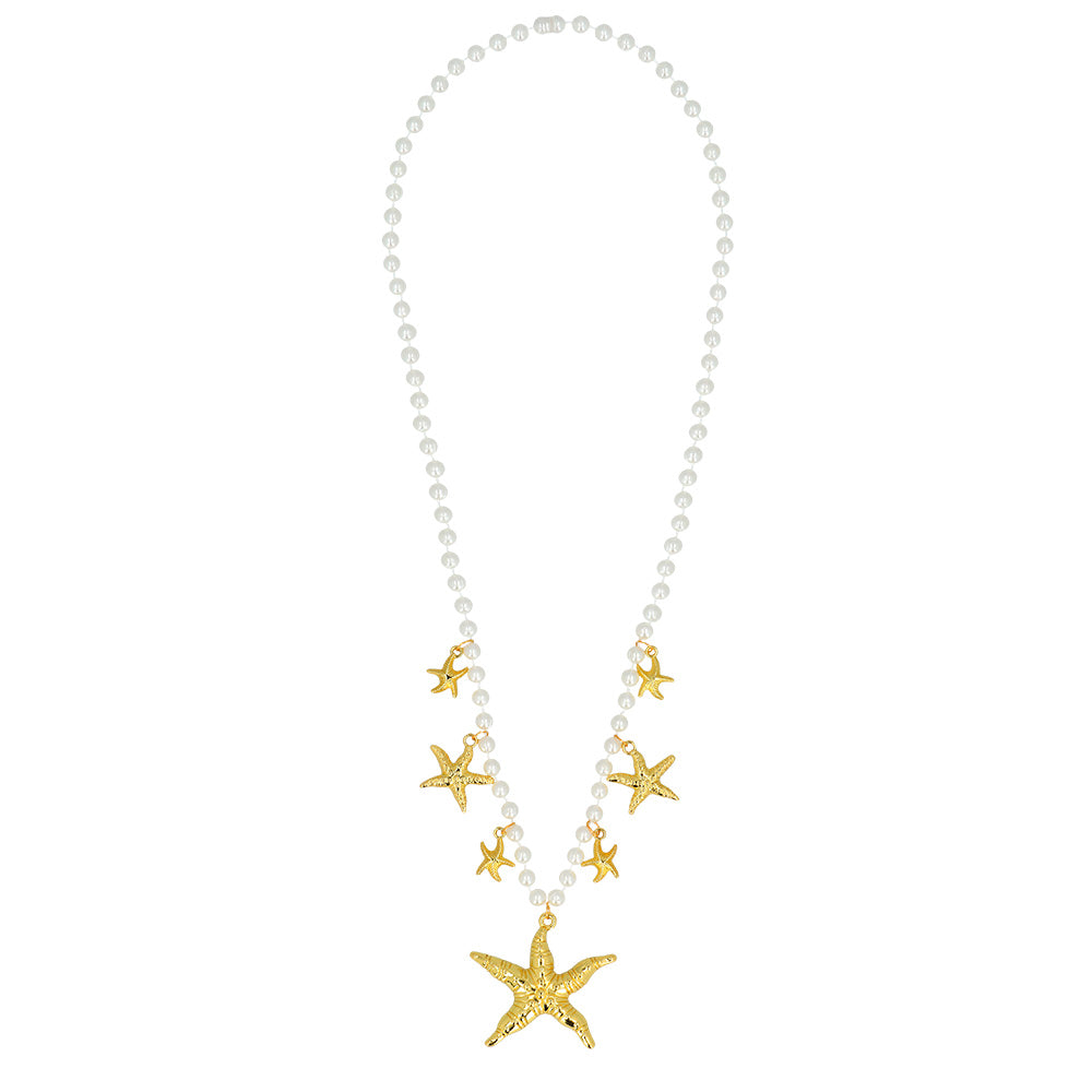 Collier Sirène Étoiles de Mer & Perles Dorées - Accessoire Fête