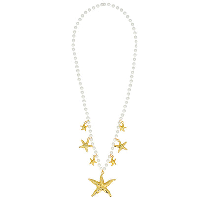Collier Sirène Étoiles de Mer & Perles Dorées - Accessoire Fête