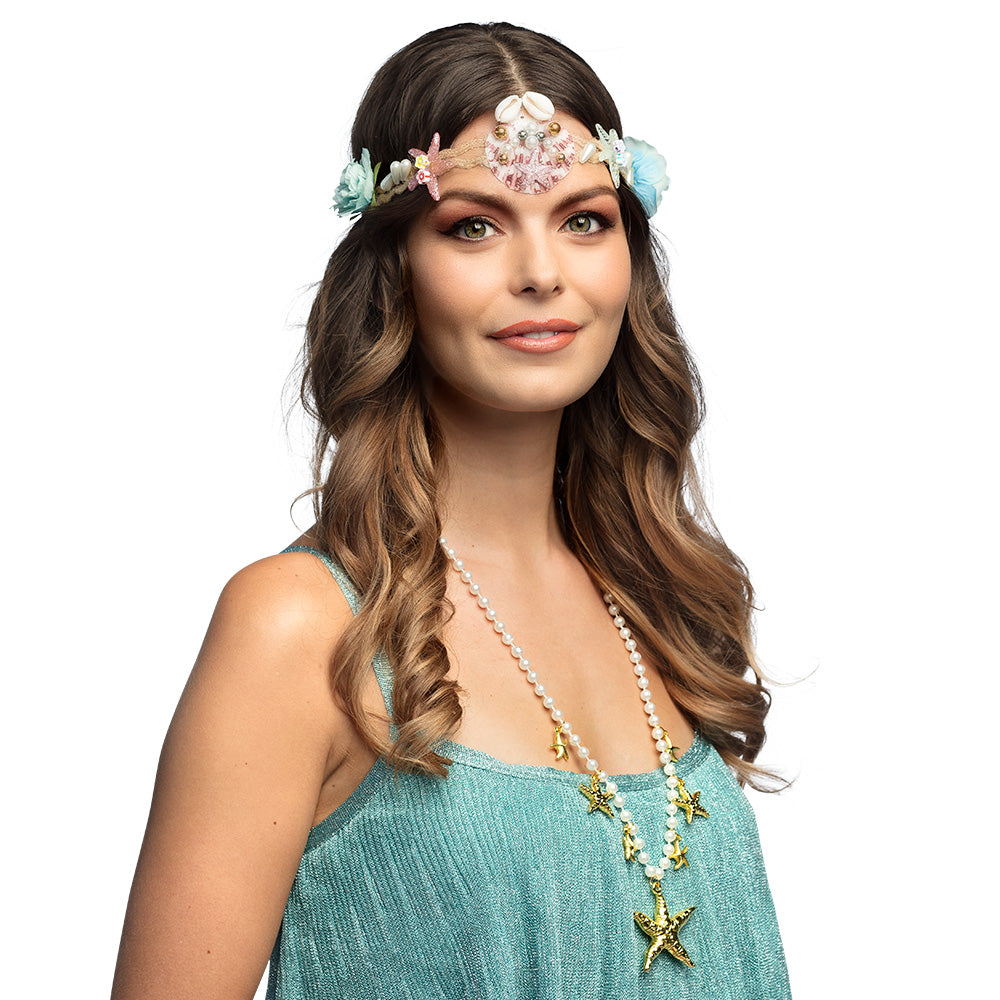 Collier Sirène Étoiles de Mer & Perles Dorées - Accessoire Fête