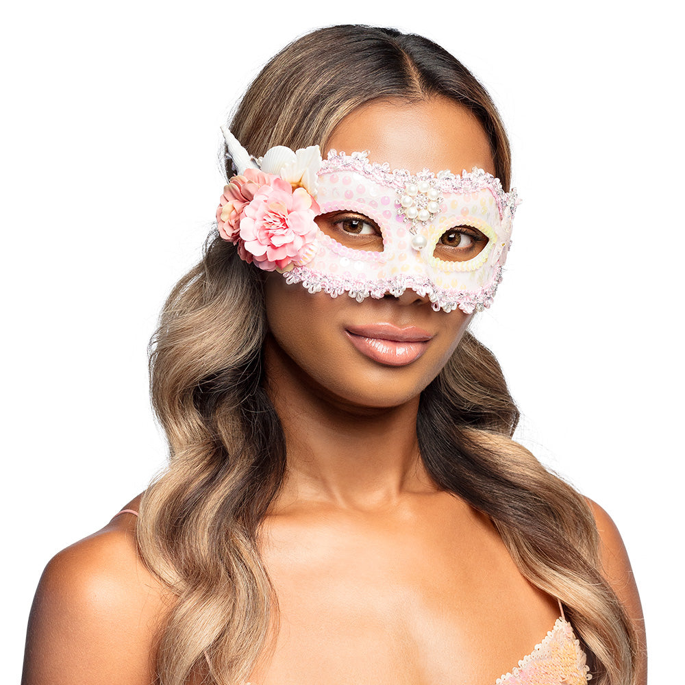 Masque de Licorne Rose Floral avec Fleur - Accessoire Déguisement Fête