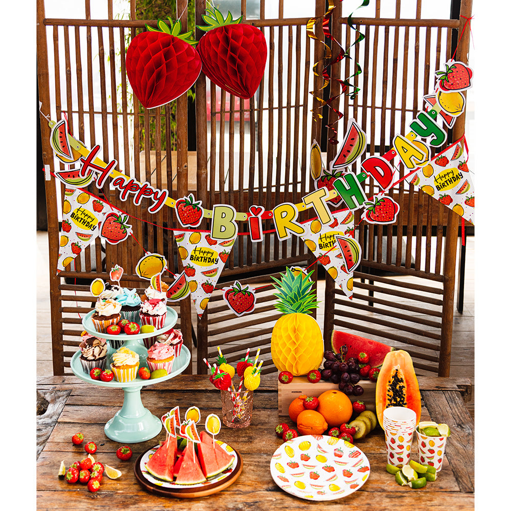 Décoration Fraise Honeycomb - Suspension Fête 30cm