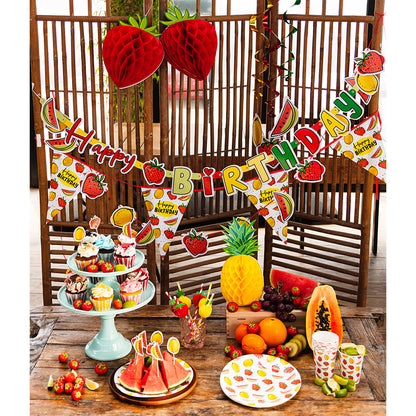 Décoration Fraise Honeycomb - Suspension Fête 30cm