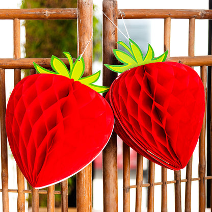 Décoration Fraise Honeycomb - Suspension Fête 30cm