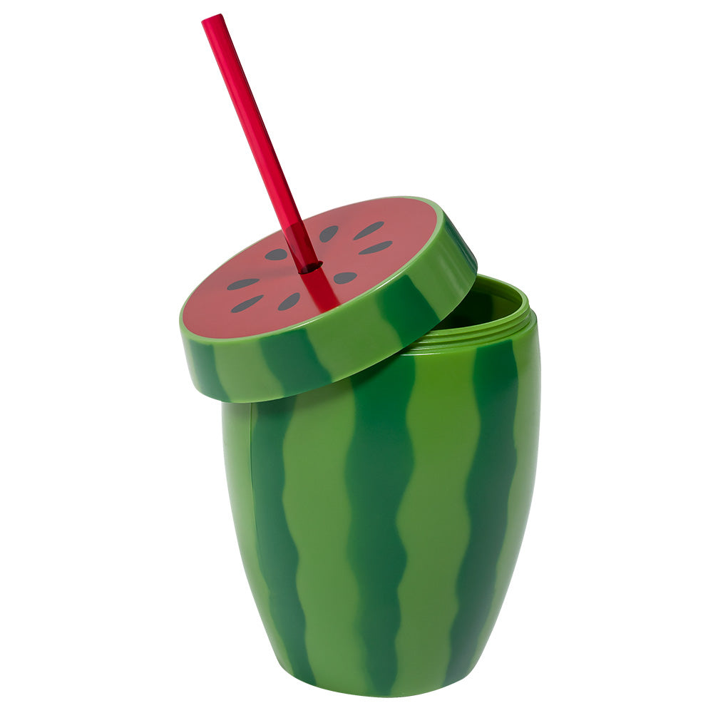 Gobelet Pastèque avec Paille - Accessoire Tropical Amusant