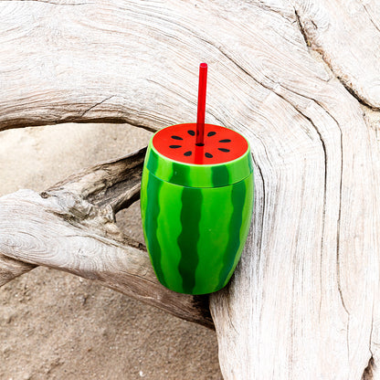 Gobelet Pastèque avec Paille - Accessoire Tropical Amusant