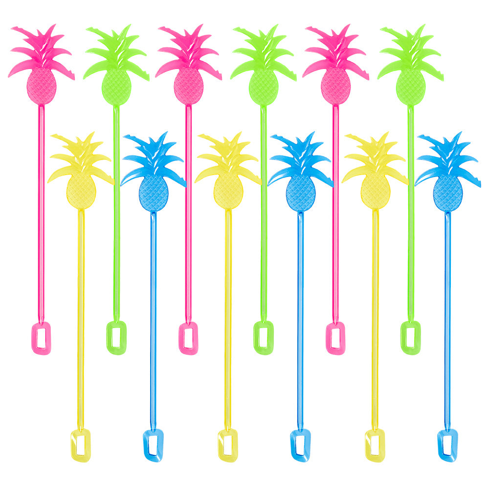 Pailles Ananas Tropicales Colorées - Lot de 6 pour Cocktails