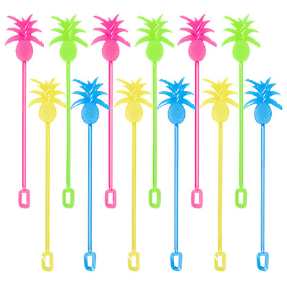 Pailles Ananas Tropicales Colorées - Lot de 6 pour Cocktails