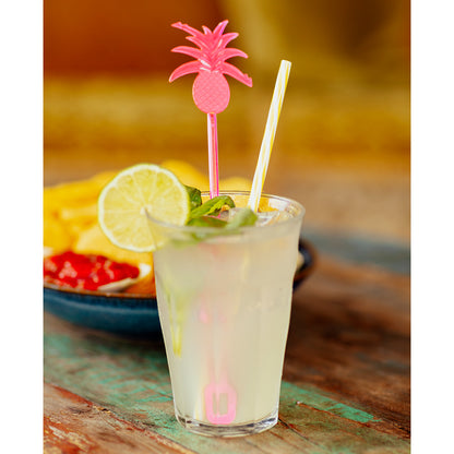 Pailles Ananas Tropicales Colorées - Lot de 6 pour Cocktails