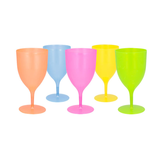 Set de 5 Verres à Vin Plastique Réutilisables Colorés