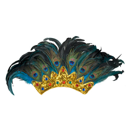 Couronne de Paon Luxe avec Plumes - Déguisement Cabaret