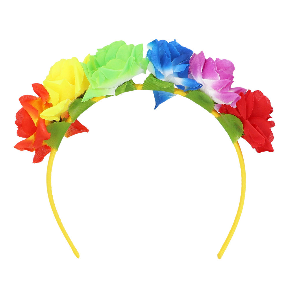 Couronne de Fleurs Multicolores - Accessoire Fête et Déguisement