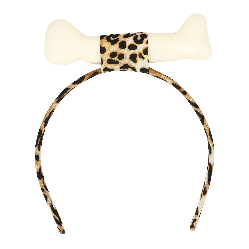 Serre-tête Os Léopard Crème - Accessoire Fête Amusant