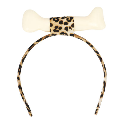 Serre-tête Os Léopard Crème - Accessoire Fête Amusant