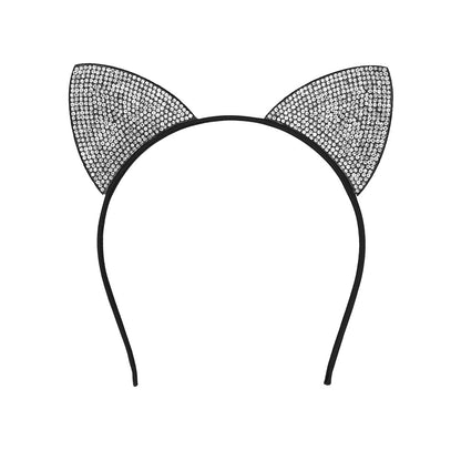 Serre-tête Oreilles de Chat Paillettes Noires - Accessoire Fête
