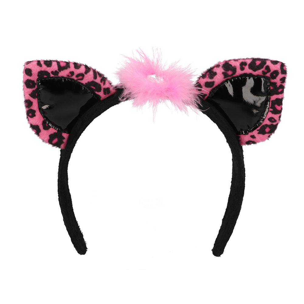 Set Complet Chat Rose Léopard - Oreilles, Ceinture & Accessoires