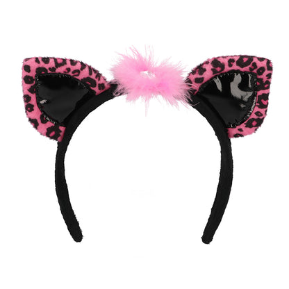 Set Complet Chat Rose Léopard - Oreilles, Ceinture & Accessoires
