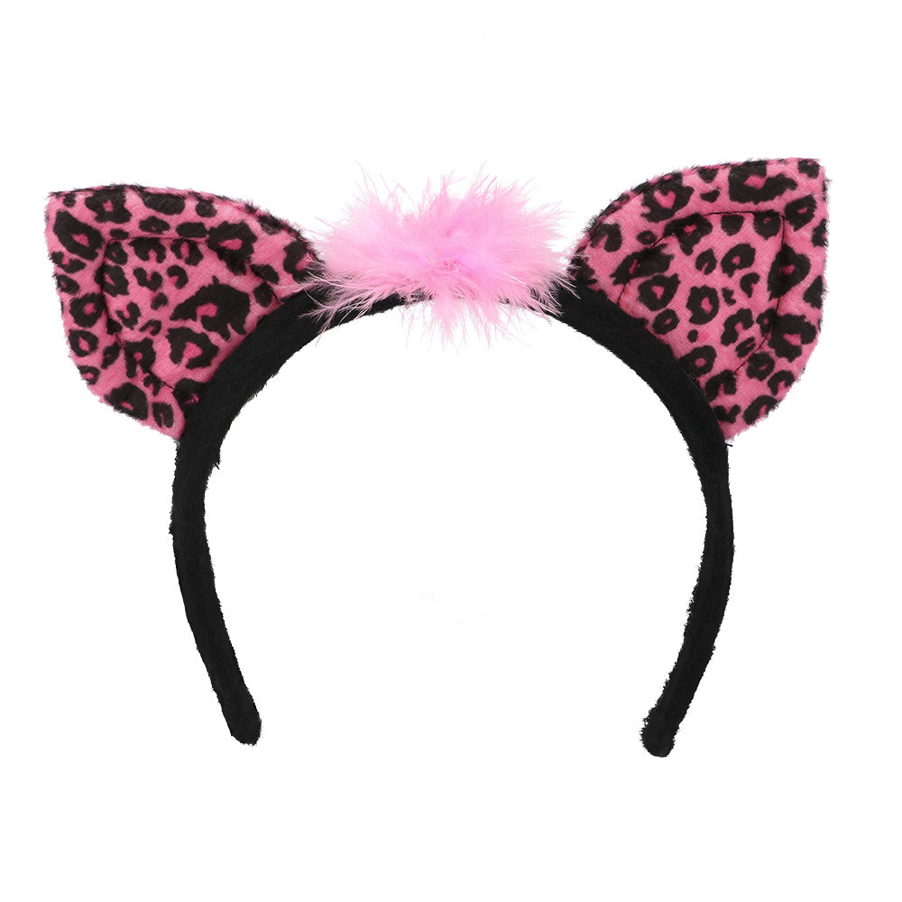 Set Complet Chat Rose Léopard - Oreilles, Ceinture & Accessoires