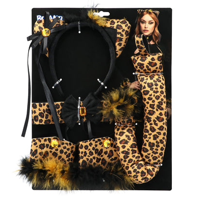 Kit Complet Chat Léopard - Serre-tête, Ceinture, Accessoires