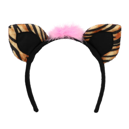Kit Complet Félin Tigré Rose - Bandeau Oreilles, Ceinture, Queue, Bracelets