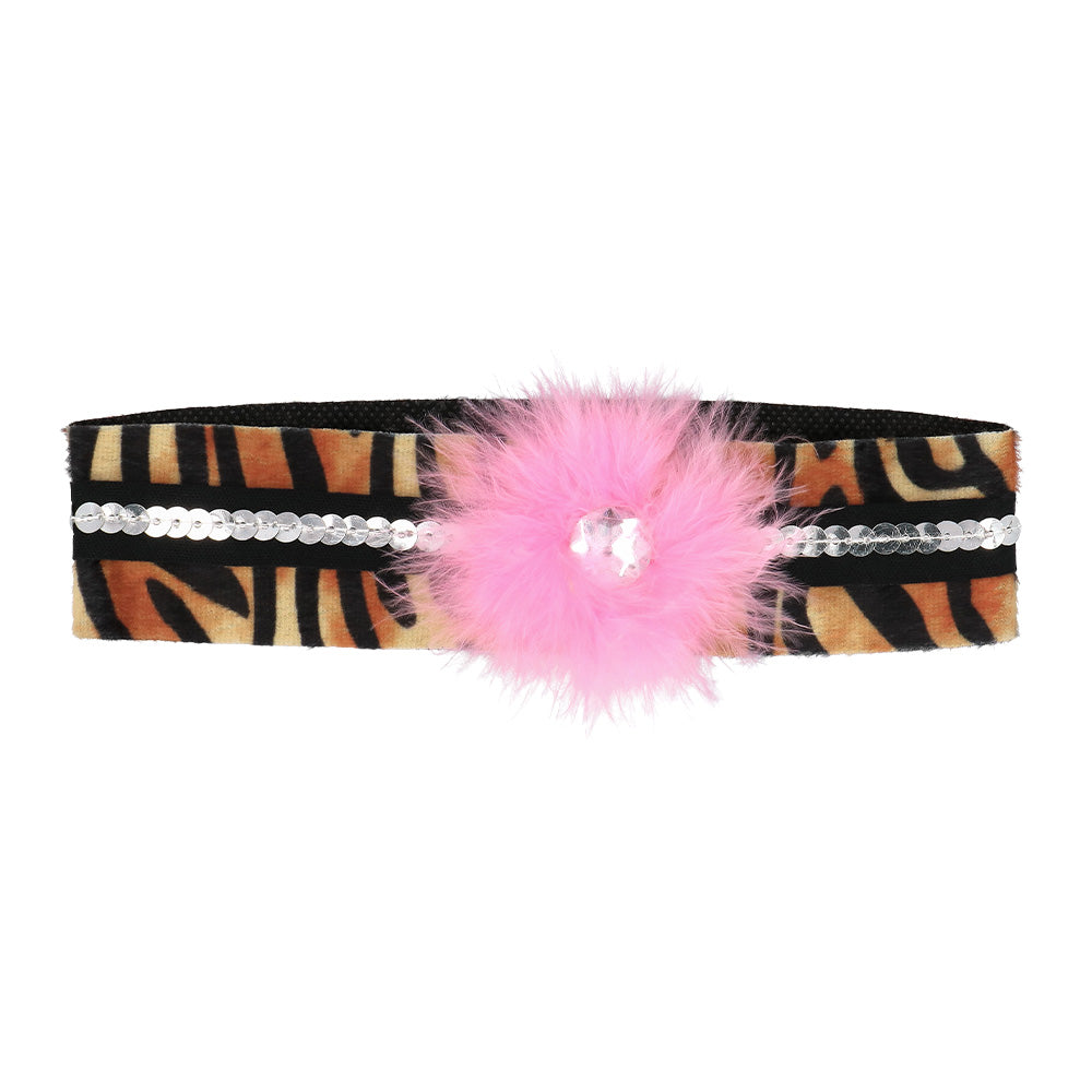 Kit Complet Félin Tigré Rose - Bandeau Oreilles, Ceinture, Queue, Bracelets
