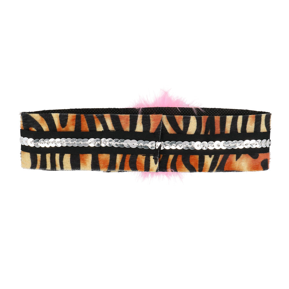 Kit Complet Félin Tigré Rose - Bandeau Oreilles, Ceinture, Queue, Bracelets