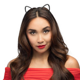 Serre-tête Chat Noir avec Perles - Accessoire Déguisement Félin