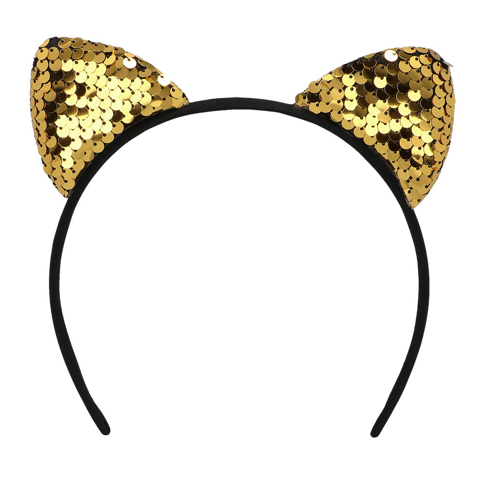Serre-tête Oreilles de Chat Sequins - 4 Couleurs Assorties