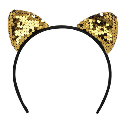 Serre-tête Oreilles de Chat Sequins - 4 Couleurs Assorties