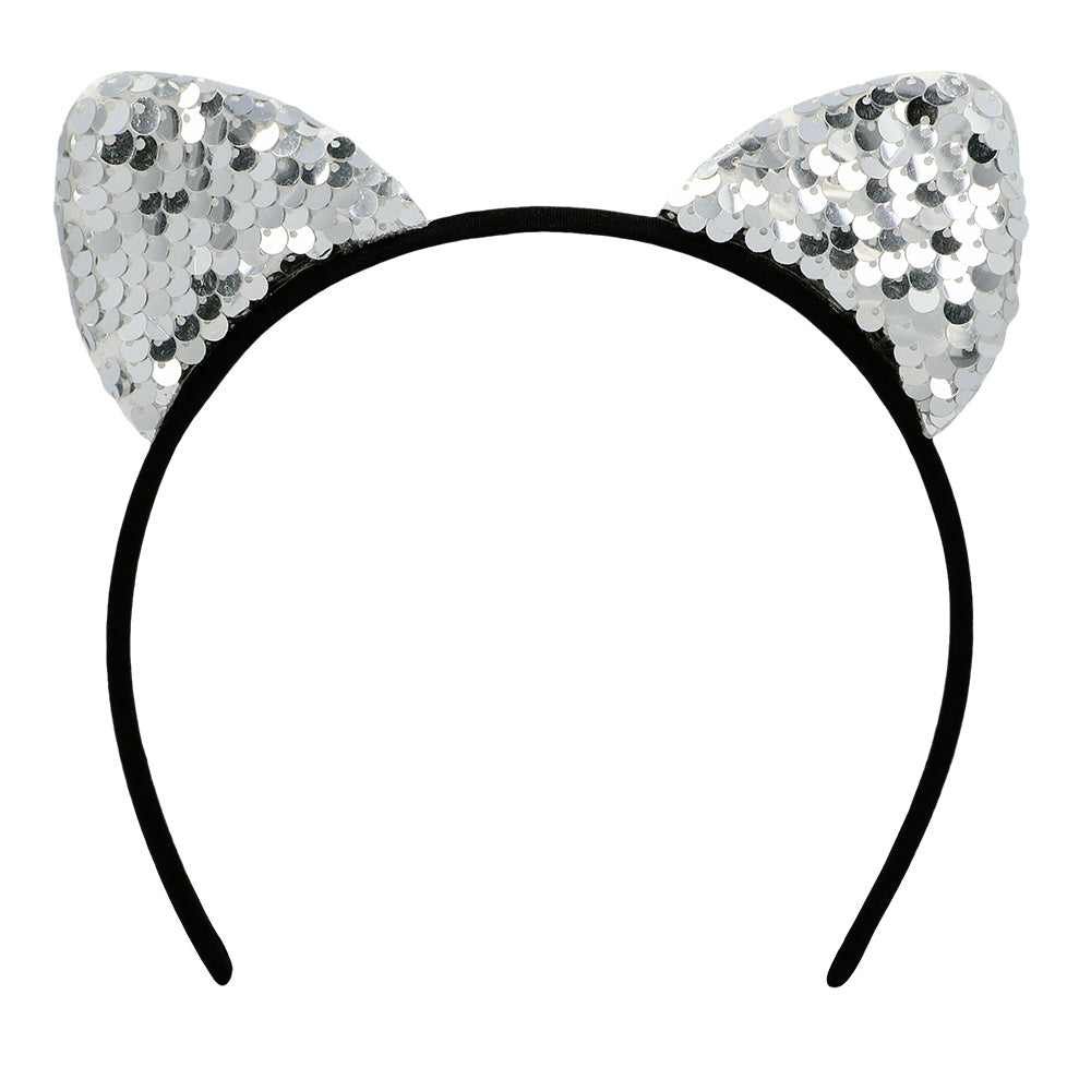 Serre-tête Oreilles de Chat Sequins - 4 Couleurs Assorties