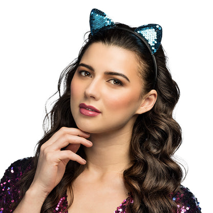 Serre-tête Oreilles de Chat Sequins - 4 Couleurs Assorties
