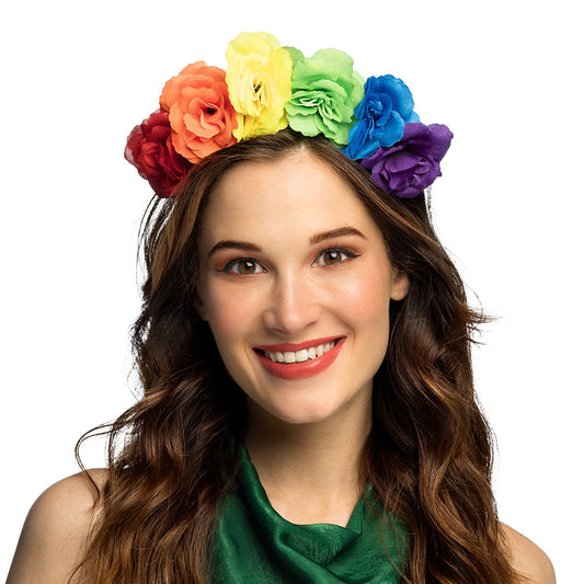 Serre-tête Fleurs Arc-en-Ciel Rainbow - Accessoire Fête