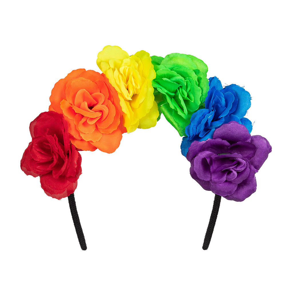 Serre-tête Fleurs Arc-en-Ciel Rainbow - Accessoire Fête