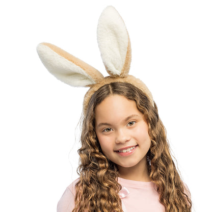 Serre-tête Oreilles de Lapin Blanc & Beige - Accessoire Déguisement